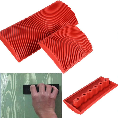 2Pcs/Set Rubber Roller Brush Painting Tools Imitation Wood Graining Wall Painting Home Decoration Art Embossing DIY Graining